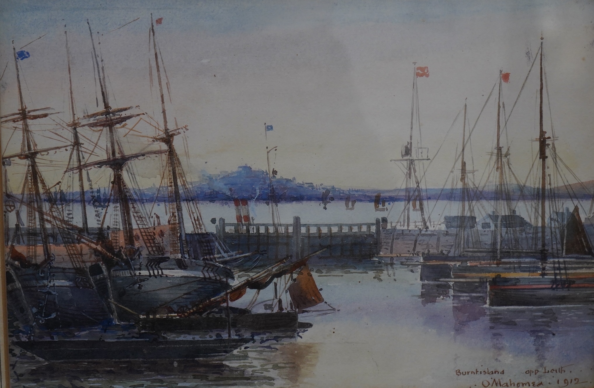 O. Mohamed, watercolour, 'Burnt Island Opposite Leigh', signed and dated 1912, 16.5 x 24cm. Condition - fair to good